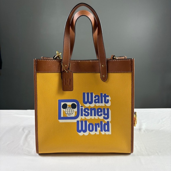 Coach x Disney World 50th Anniversary Field Tote Bag Pebbled Leather Crossbody - Picture 2 of 16